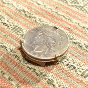 Swank 1923 Peace Silver Dollar Money Clip, Goddess Of Liberty, Vintage Bill Holder, 1.5"