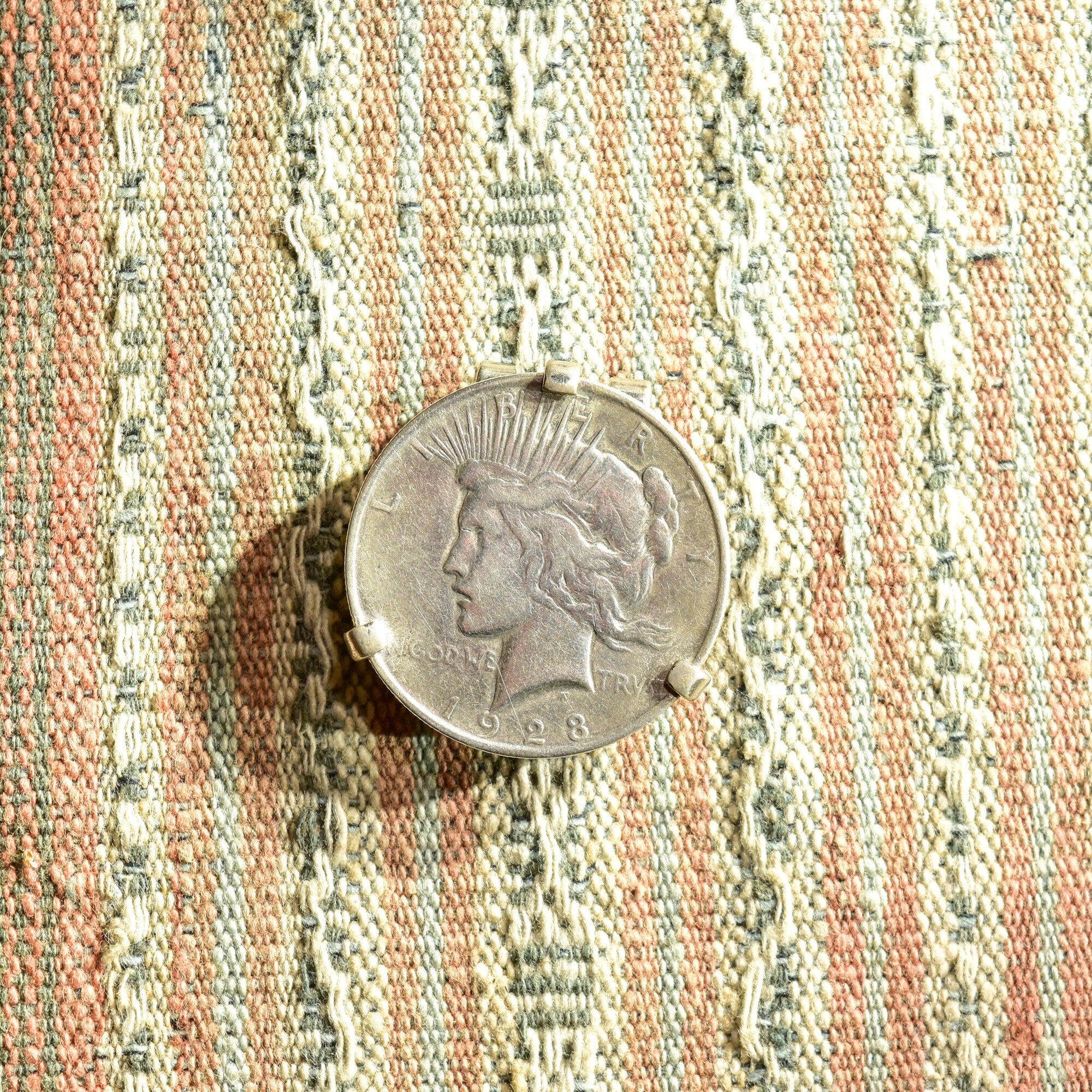 Swank 1923 Peace Silver Dollar Money Clip, Goddess Of Liberty, Vintage Bill Holder, 1.5"
