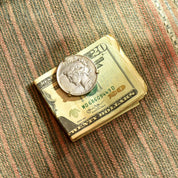 Swank 1923 Peace Silver Dollar Money Clip, Goddess Of Liberty, Vintage Bill Holder, 1.5"
