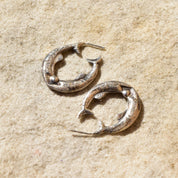 Engraved Sterling Silver Fish Hoop Earrings, Mirrored Etched Fish Design, Pierced Oval Hoops, 30mm