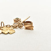 Eclectic 14K Charm Bracelet, Fun Mix Of Gold Charms, 4mm Curb Link Chain, 7" L