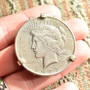 Swank 1923 Peace Silver Dollar Money Clip, Goddess Of Liberty, Vintage Bill Holder, 1.5"