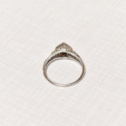 Edwardian Platinum Diamond Engagement Ring, Diamond Filigree Accents, Estate Jewelry, Size 10 US - Good's Vintage