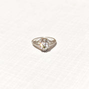 Edwardian Revival 1 CT Platinum Diamond Solitaire Laurel Foliate Engagement Ring, Estate Jewelry, Size 5 1/2 US - Good's Vintage