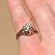 Edwardian Revival 1 CT Platinum Diamond Solitaire Laurel Foliate Engagement Ring, Estate Jewelry, Size 5 1/2 US - Good's Vintage
