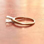 1/2 CT Diamond Solitaire Engagement Ring In 14K Yellow Gold, Minimalist White Gold Prong-Setting, Size 6 US