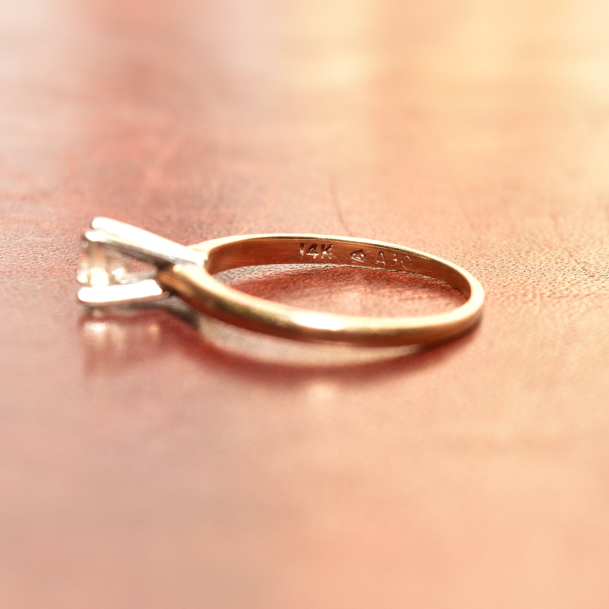 1/2 CT Diamond Solitaire Engagement Ring In 14K Yellow Gold, Minimalist White Gold Prong-Setting, Size 6 US
