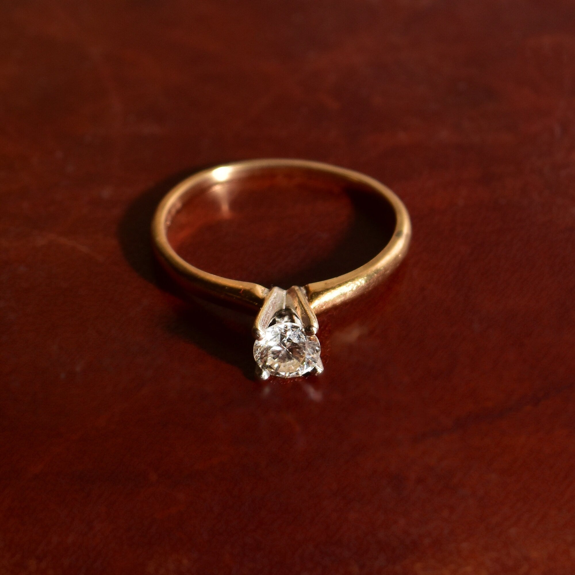 1/2 CT Diamond Solitaire Engagement Ring In 14K Yellow Gold, Minimalist White Gold Prong-Setting, Size 6 US