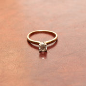 1/2 CT Diamond Solitaire Engagement Ring In 14K Yellow Gold, Minimalist White Gold Prong-Setting, Size 6 US