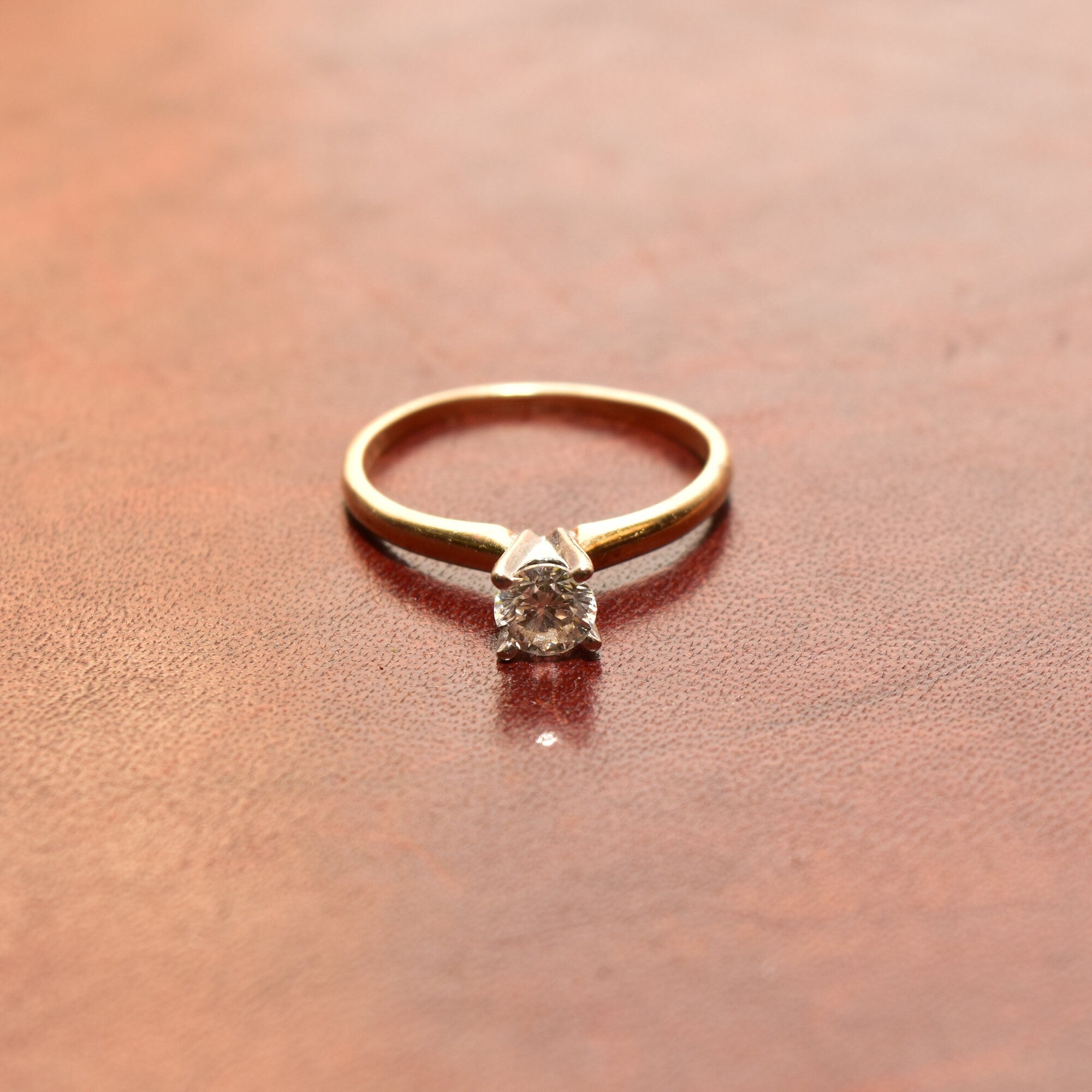 1/2 CT Diamond Solitaire Engagement Ring In 14K Yellow Gold, Minimalist White Gold Prong-Setting, Size 6 US
