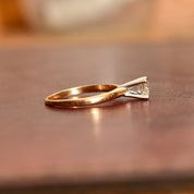 1/2 CT Diamond Solitaire Engagement Ring In 14K Yellow Gold, Minimalist White Gold Prong-Setting, Size 6 US
