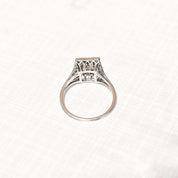 Edwardian Revival Platinum Diamond Grid Ring, .36 TCW, Square Cluster Ring, Estate Jewelry, Size 7 US - Good's Vintage