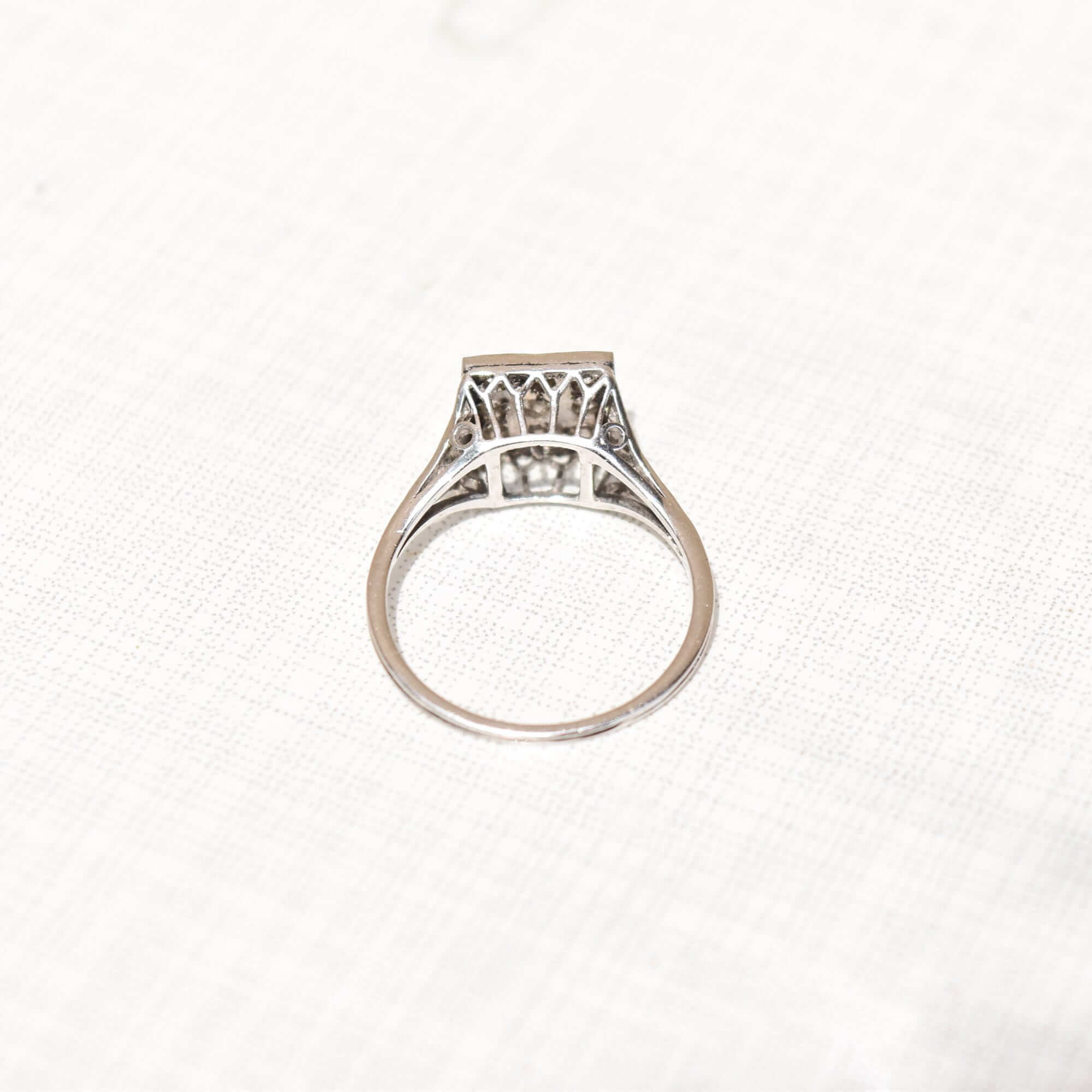 Edwardian Revival Platinum Diamond Grid Ring, .36 TCW, Square Cluster Ring, Estate Jewelry, Size 7 US - Good's Vintage