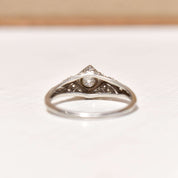 Edwardian Platinum Diamond Engagement Ring, Diamond Filigree Accents, Estate Jewelry, Size 10 US - Good's Vintage