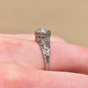 Edwardian Platinum Diamond Engagement Ring, Diamond Filigree Accents, Estate Jewelry, Size 10 US - Good's Vintage