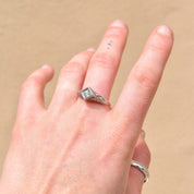Edwardian Platinum Diamond Engagement Ring, Diamond Filigree Accents, Estate Jewelry, Size 10 US - Good's Vintage