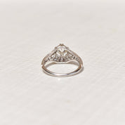 Edwardian Revival 1 CT Platinum Diamond Solitaire Laurel Foliate Engagement Ring, Estate Jewelry, Size 5 1/2 US - Good's Vintage