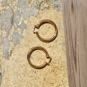 10K Yellow Gold Plated Tube Hoops, Medium Circle Hoop Earrings, 38mm
