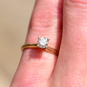 1/2 CT Diamond Solitaire Engagement Ring In 14K Yellow Gold, Minimalist White Gold Prong-Setting, Size 6 US