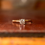 1/2 CT Diamond Solitaire Engagement Ring In 14K Yellow Gold, Minimalist White Gold Prong-Setting, Size 6 US
