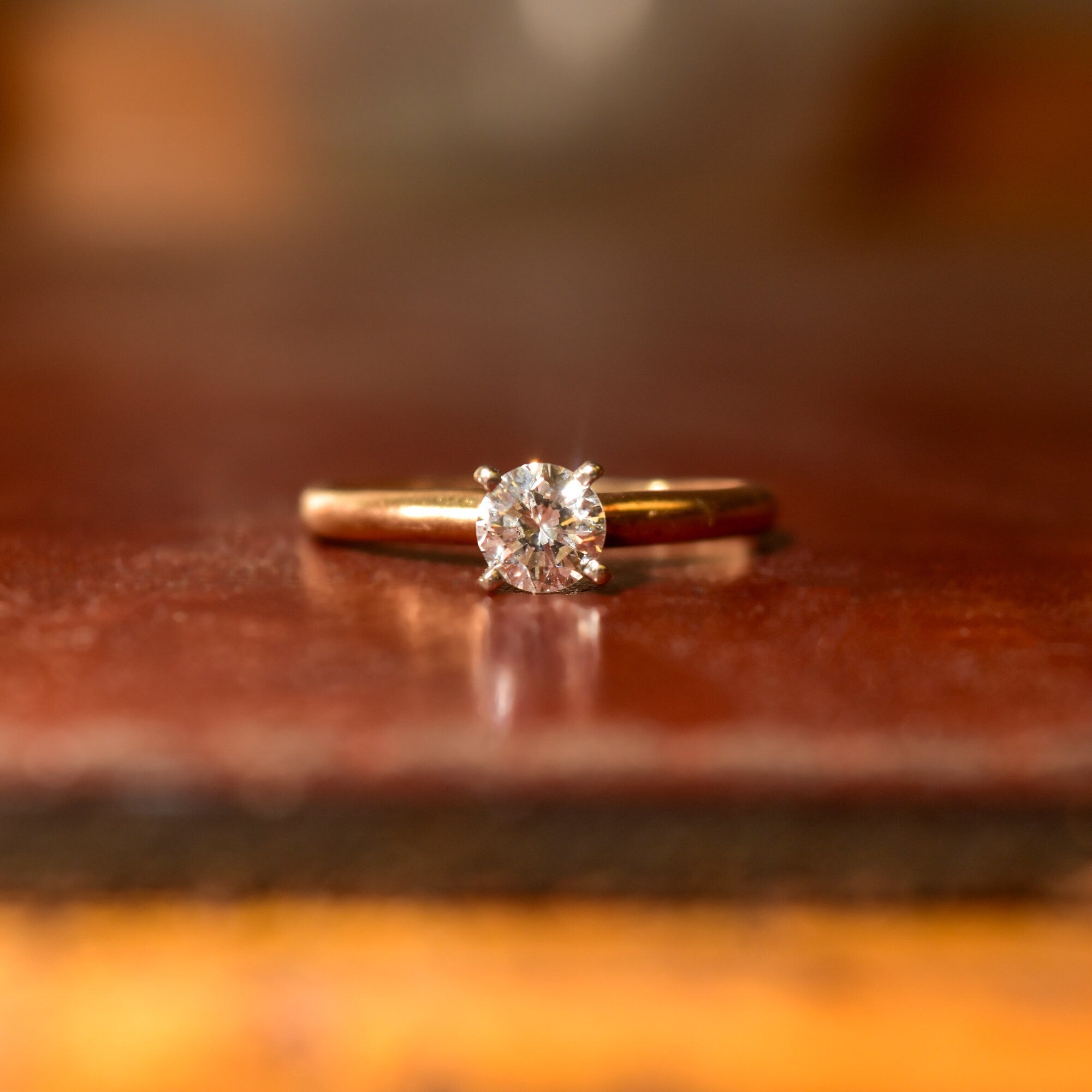 1/2 CT Diamond Solitaire Engagement Ring In 14K Yellow Gold, Minimalist White Gold Prong-Setting, Size 6 US