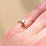 1/2 CT Diamond Solitaire Engagement Ring In 14K Yellow Gold, Minimalist White Gold Prong-Setting, Size 6 US