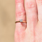 1/2 CT Diamond Solitaire Engagement Ring In 14K Yellow Gold, Minimalist White Gold Prong-Setting, Size 6 US