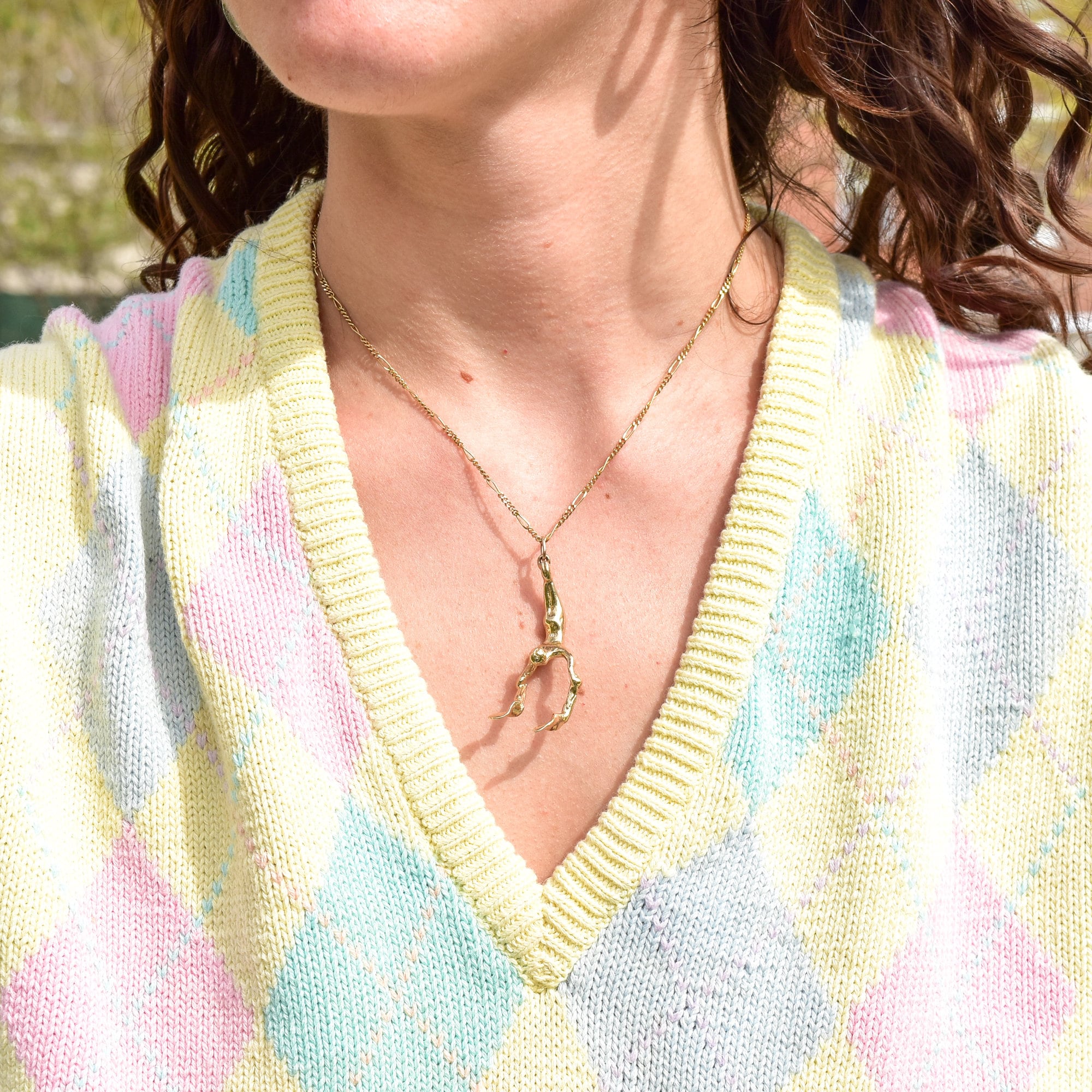 Solid 14K Flying Trapeze Acrobat Pendant, Sculpted Yellow Gold Figural Pendant/Charm, Estate Jewelry, 3 1/8" L