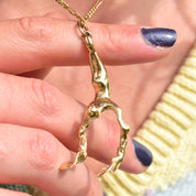 Solid 14K Flying Trapeze Acrobat Pendant, Sculpted Yellow Gold Figural Pendant/Charm, Estate Jewelry, 3 1/8" L