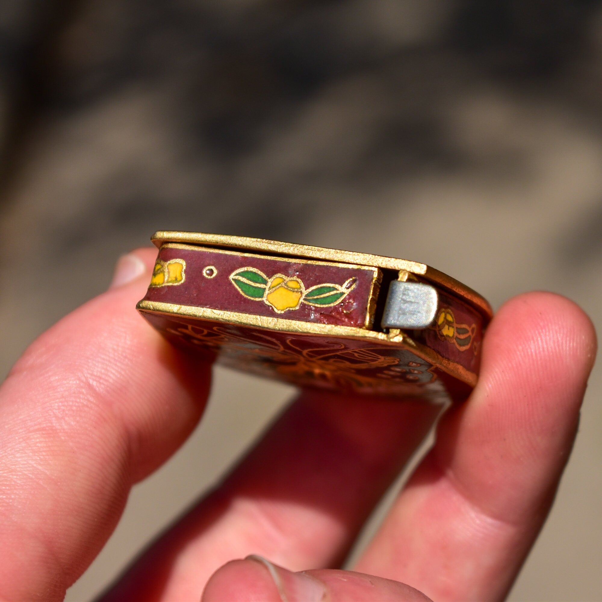 Cloisonn Butterfly Mini Tape Measure, Brass Enamel Inlay, 100cm Measuring Tape
