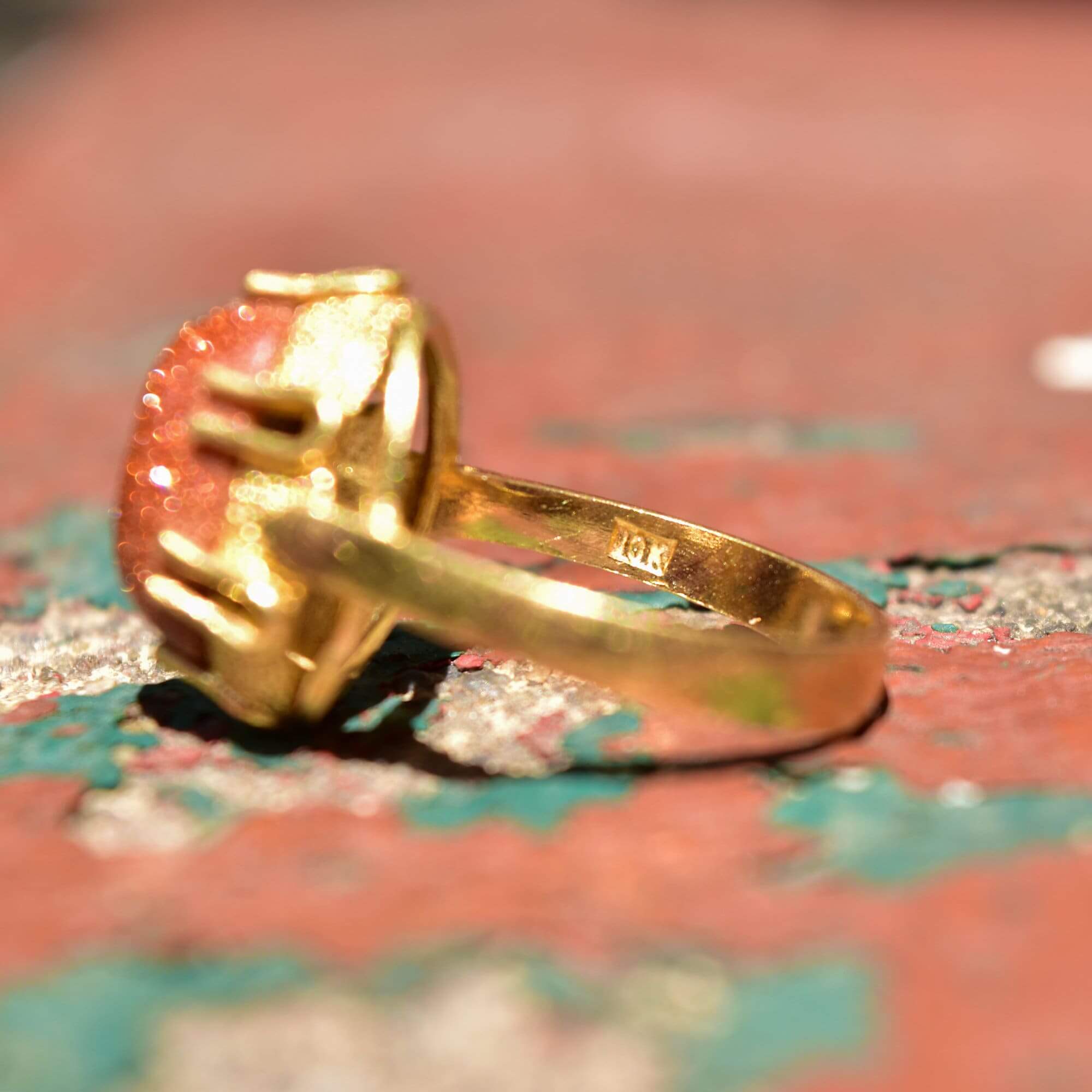 18K Orange Goldstone Cocktail Ring