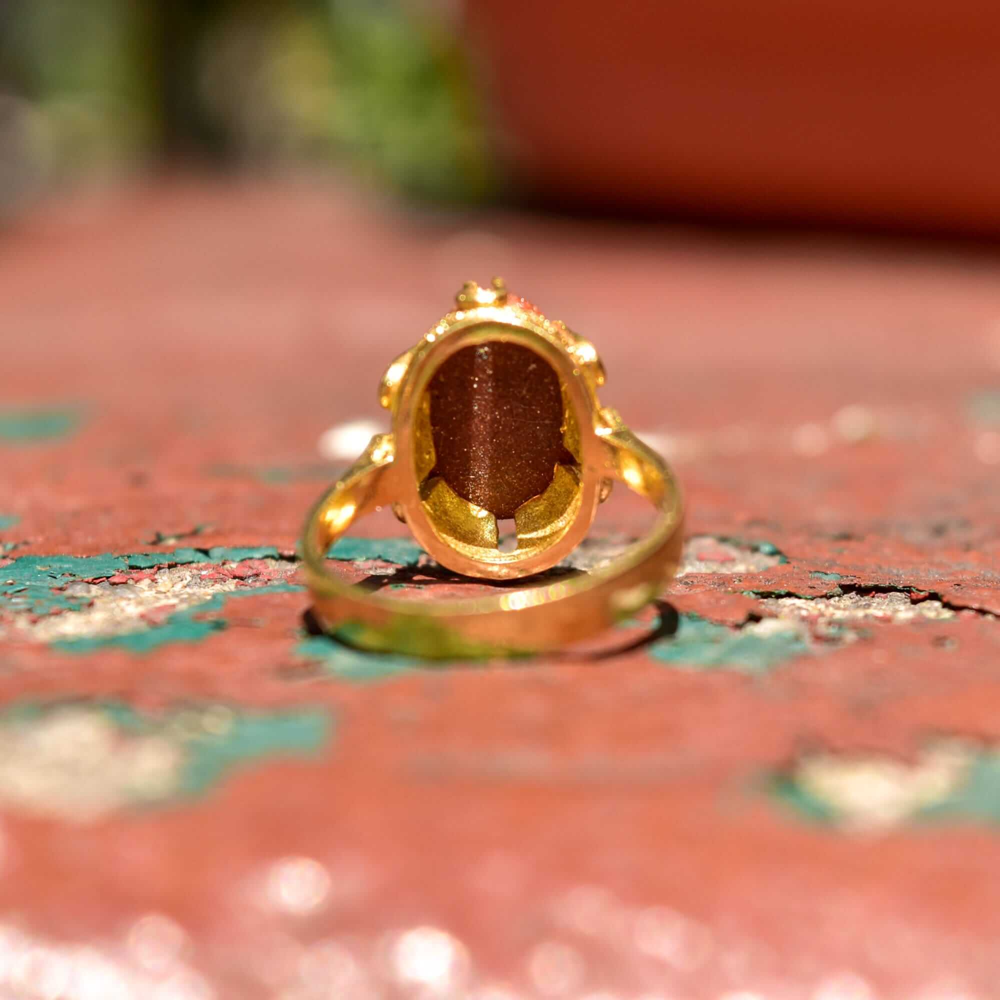 18K Orange Goldstone Cocktail Ring