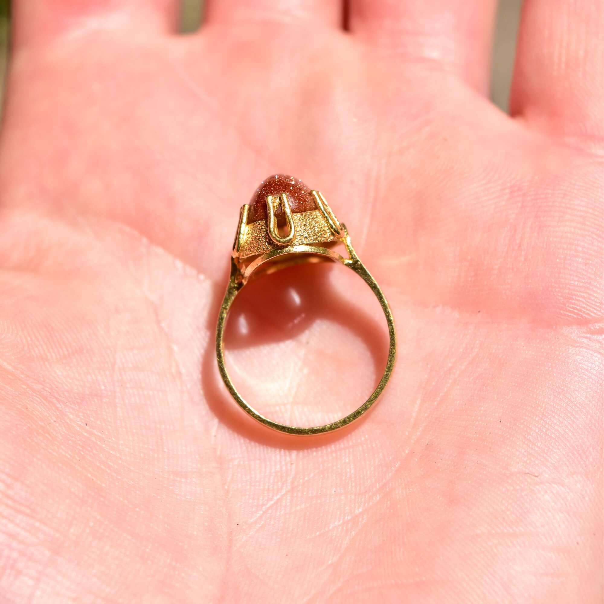 18K Orange Goldstone Cocktail Ring