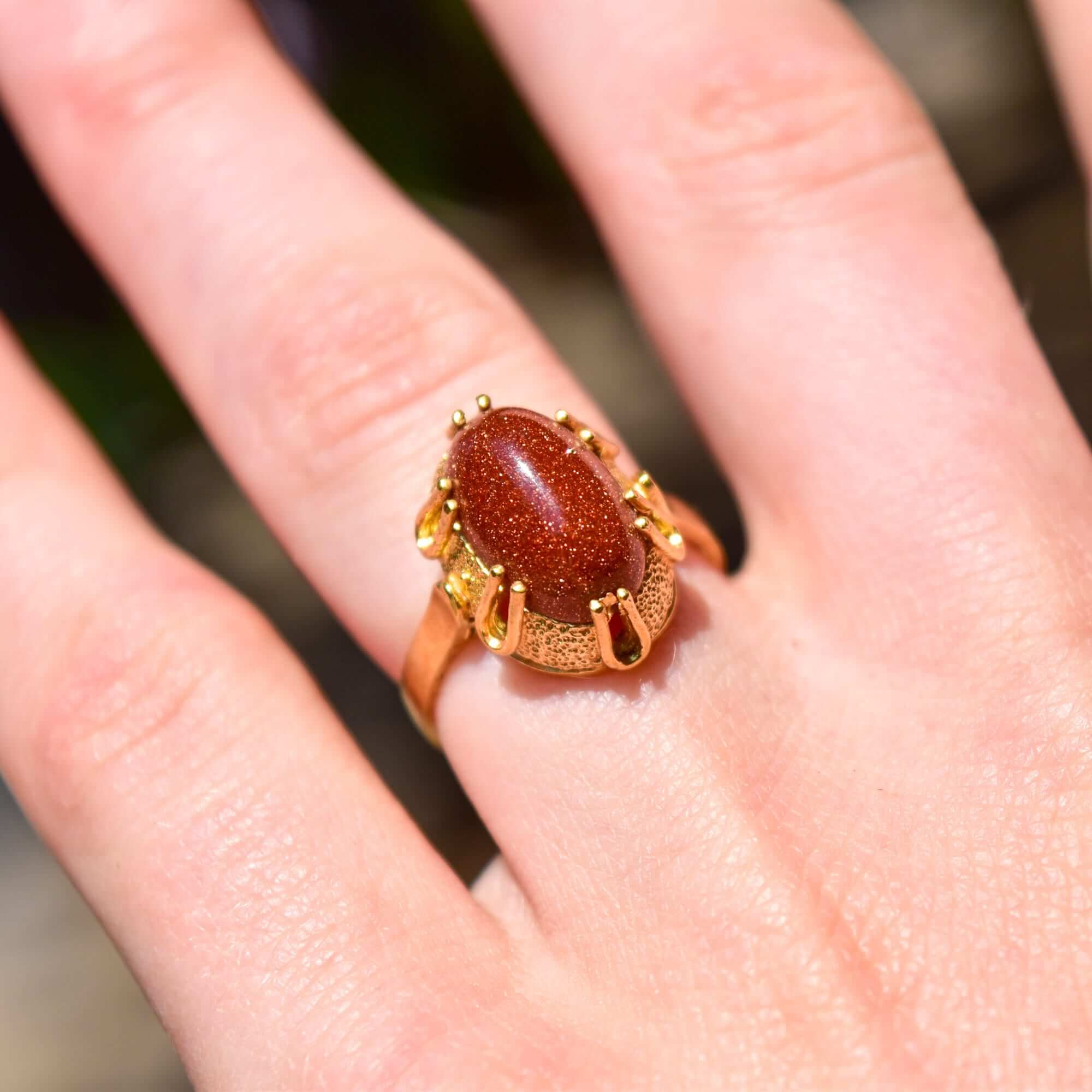 18K Orange Goldstone Cocktail Ring