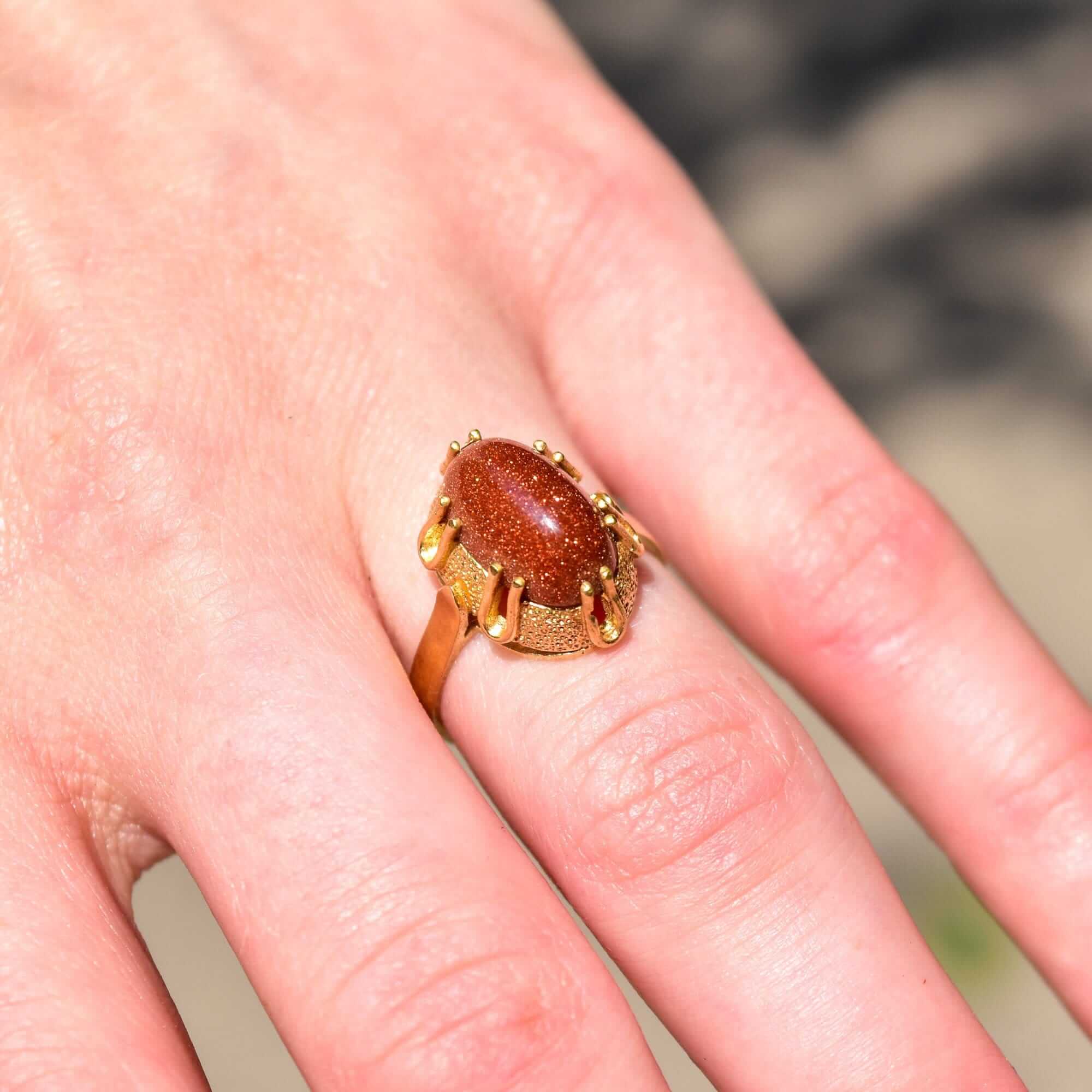 18K Orange Goldstone Cocktail Ring