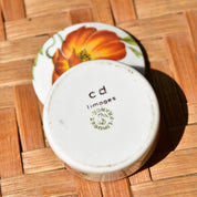 Limoges France Porcelain Poppy Flower Round Lidded Box, Small Cute Floral Trinket Box, 2" H