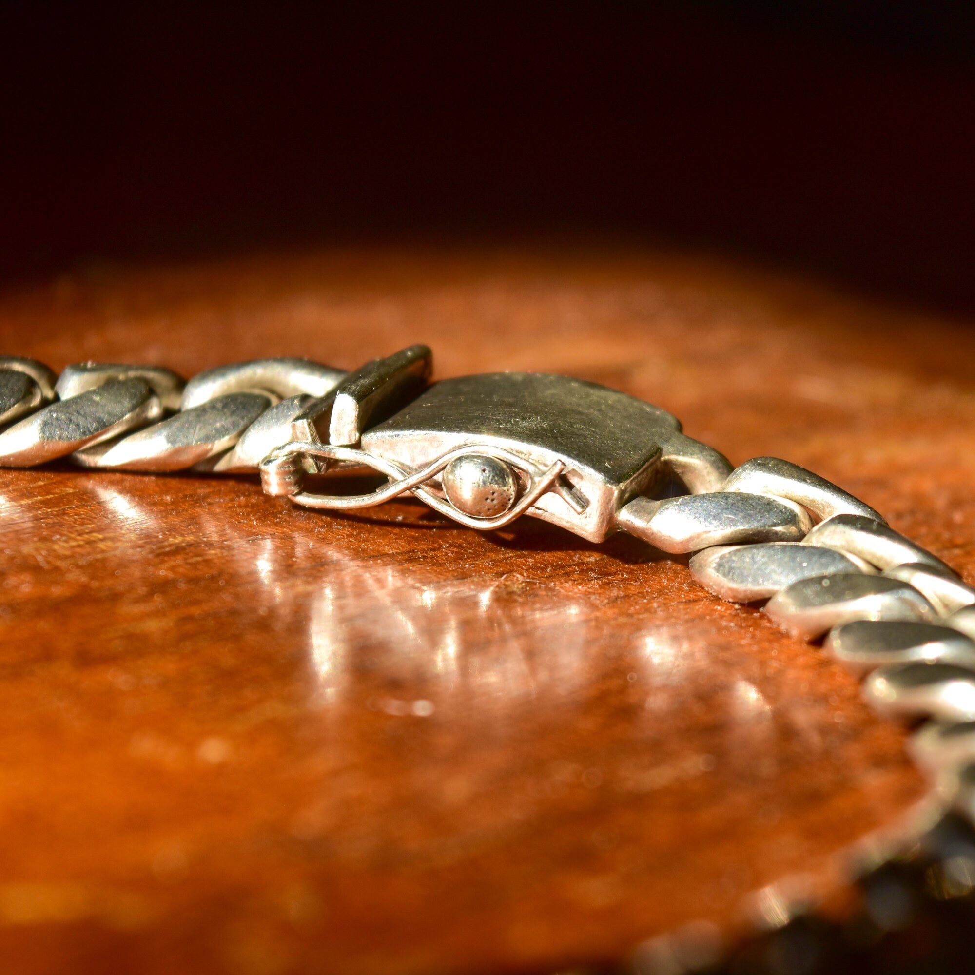 TAXCO Solid Sterling Silver Cuban Link Choker Necklace, Thick Chunky Chain Link Collar Necklace, 15" L