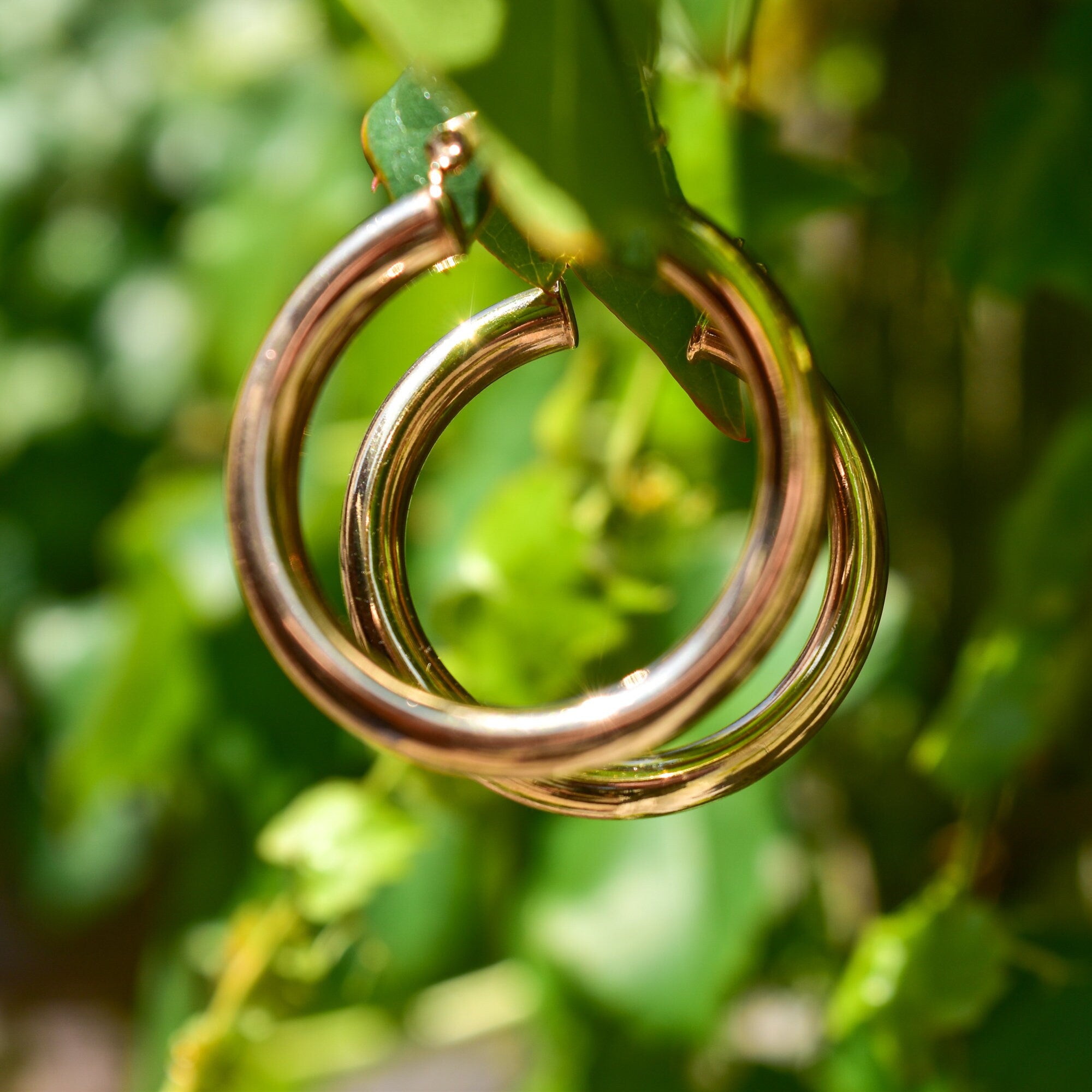10K Yellow Gold Plated Tube Hoops, Medium Circle Hoop Earrings, 38mm