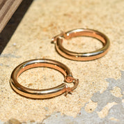 10K Yellow Gold Plated Tube Hoops, Medium Circle Hoop Earrings, 38mm