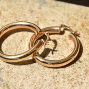 10K Yellow Gold Plated Tube Hoops, Medium Circle Hoop Earrings, 38mm