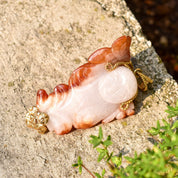 14K Carved Red Jade Buddha Pendant, Yellow Gold Wire Wrapping, Natural Jade Pendant,