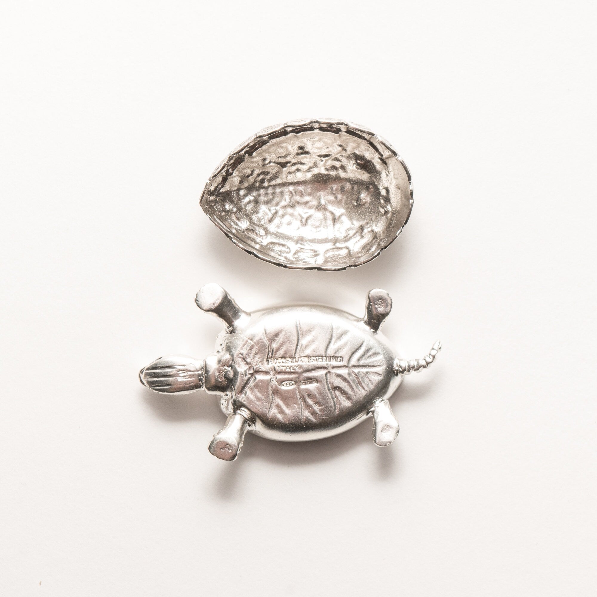 Buccellati Italy Sterling Silver Turtle Pill Box, Solid Silver Mini Turtle Box Figurine, Collectible, 56mm