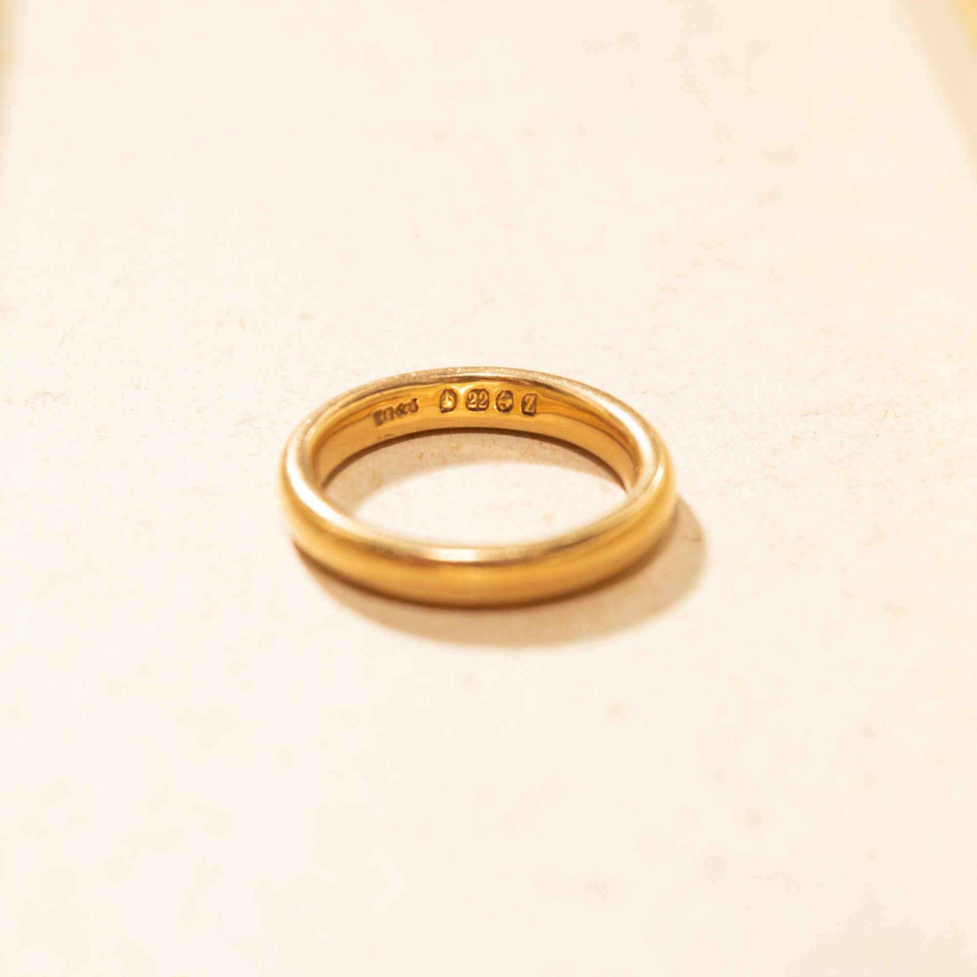 Antique 22K Wedding Band, Solid Yellow Gold, Birmingham Assay, Size 4 US
