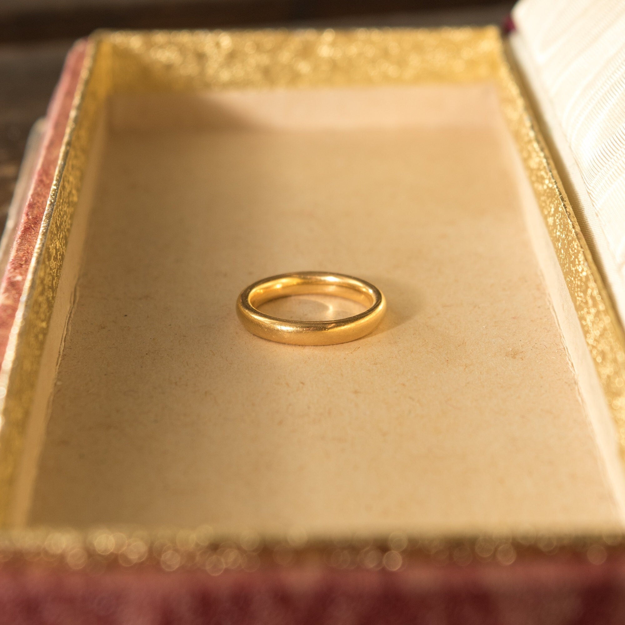 Antique 22K Wedding Band, Solid Yellow Gold, Birmingham Assay, Size 4 US