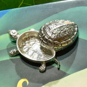 Buccellati Italy Sterling Silver Turtle Pill Box, Solid Silver Mini Turtle Box Figurine, Collectible, 56mm