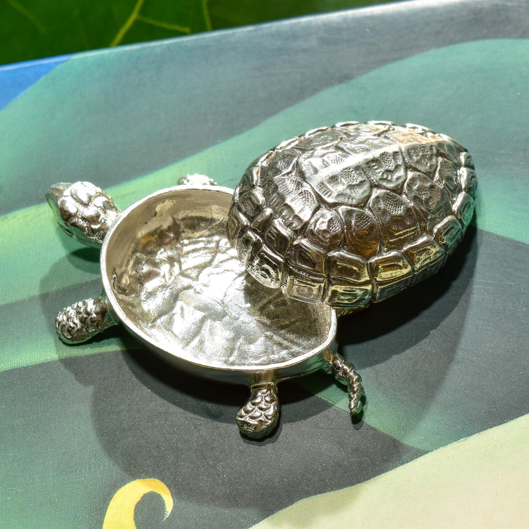 Buccellati Italy Sterling Silver Turtle Pill Box, Solid Silver Mini Turtle Box Figurine, Collectible, 56mm