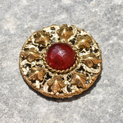 Vintage CHANEL France Byzantine Style Gripoix Glass Gold Leaf Brooch Pendant, Estate Jewelry, 2 5/8"