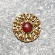 Vintage CHANEL France Byzantine Style Gripoix Glass Gold Leaf Brooch Pendant, Estate Jewelry, 2 5/8"
