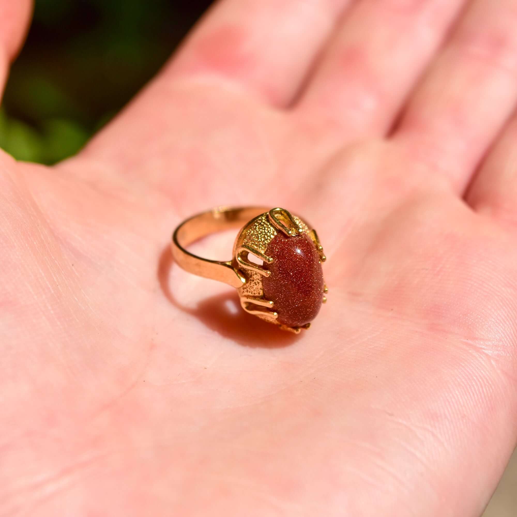 18K Orange Goldstone Cocktail Ring