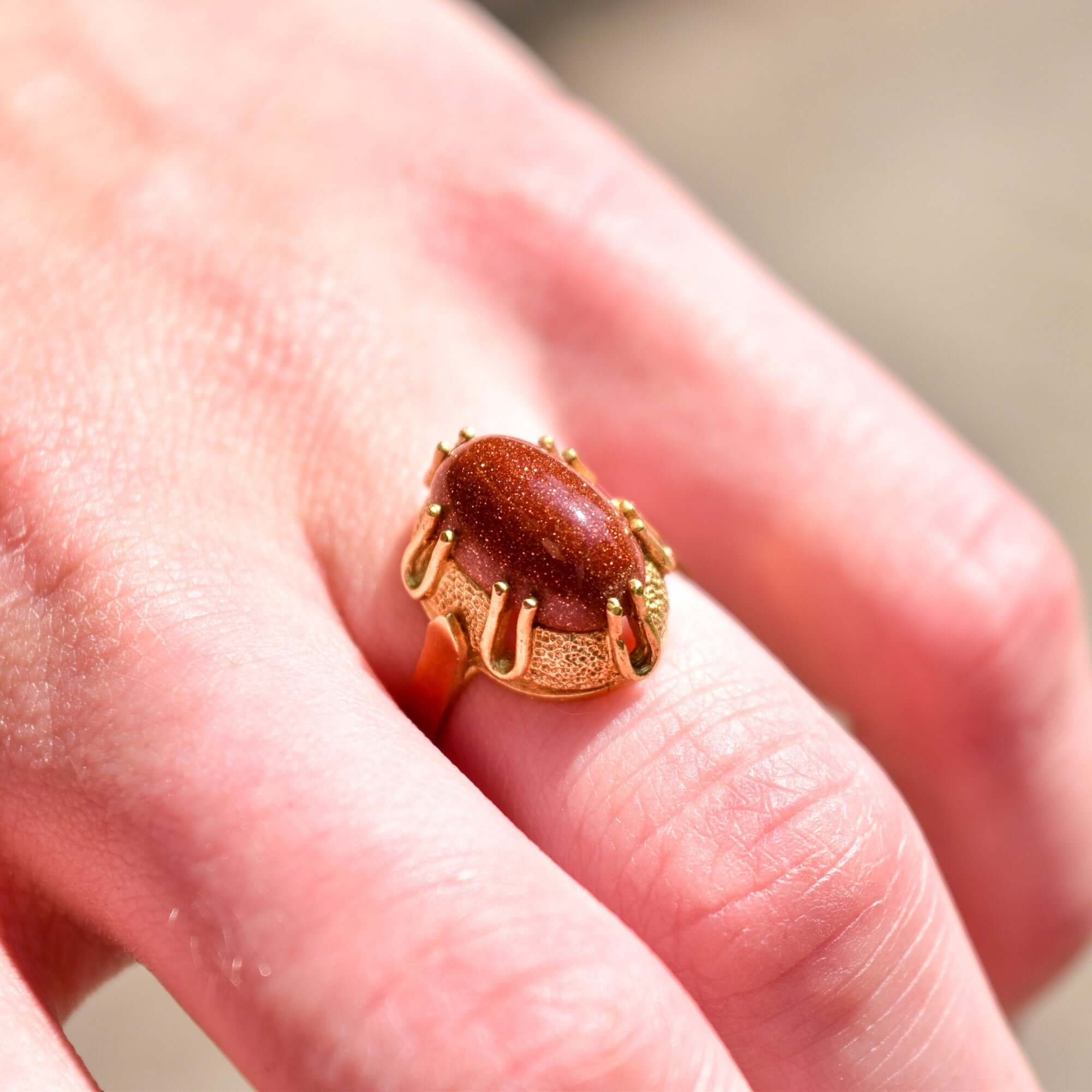 18K Orange Goldstone Cocktail Ring